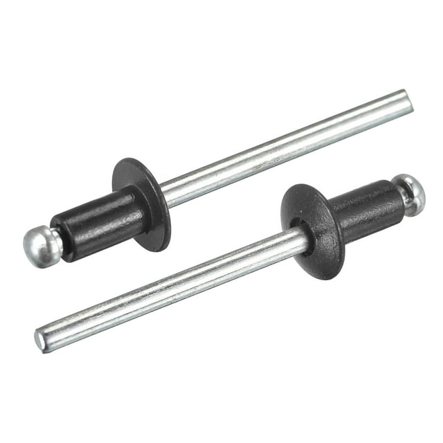 Ciegos Remaches, 4mm x 6mm Aluminio Abierto Extremo Plano Redonda Cabeza Remache para Unión Metal Placa, Negra 100uds