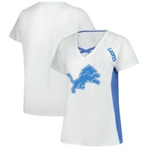 Women's Fanatics  White Detroit Lions Plus Size Glitter Lace-Up V- Neck T-Shirt