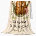 thumbnail image 2 of Napping Bears in Leafy Hammock, Cozy Whimsical Style for Bear Lovers, Nap Anytime Quote and Friendship Gift, Soft Flannel Blanket for Nursery and Bedroom, Home Decor, 2 of 9
