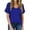 Blue, variant on Green Tops for Women Trendy Short Sleeve Casual V-Neck Solid T-Shirts Women Blouses XXL