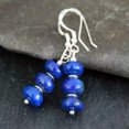 thumbnail image 3 of K-KED Natural Lapis Lazuli gemstone beads silvering ear hook Hook Gift Christmas, 3 of 5