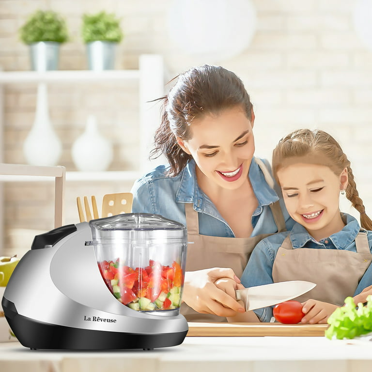 La Reveuse Electric Mini Food Chopper Vegetable Fruit Cutter Meat Grinder  Small Food Processor with 1.3-Cup Prep Bowl, Silver