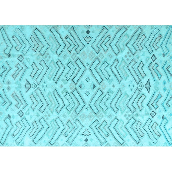 Ahgly Company Indoor Rectangle Solid Light Blue Modern Area Rugs, 2' x 3'