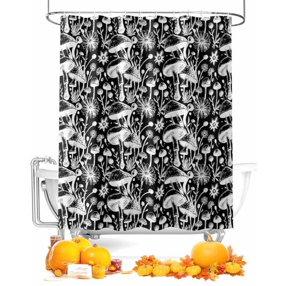 Mushroom Floral Shower Curtain Set ,Waterproof Fabric Shower Curtains Thanksgiving Fall Shower Curtains for Bathroom,Bathroom Decor 36"x78"