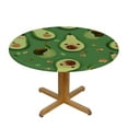 thumbnail image 3 of JEUXUS  Cute Cartoon Funny Avocado Fitted Round Table Cover with Elastic Protector Table Kitchen Dinner Waterproof Oil-Proof Tablecloth Fits Small, 3 of 7