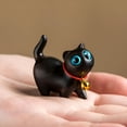 thumbnail image 5 of LAMIRO Cat Sculpture Wood Cat Figurine Miniature Small Home Kitten Lucky, 5 of 7