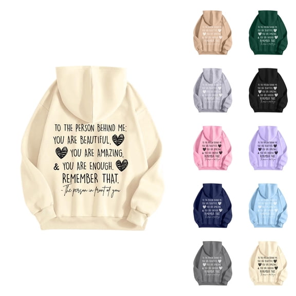 To The Person Behind Me Hoodies for Women 2026 Trendy Fall Winter You Are Enough Graphic Sweatshirt with Pockets Pullover Top
