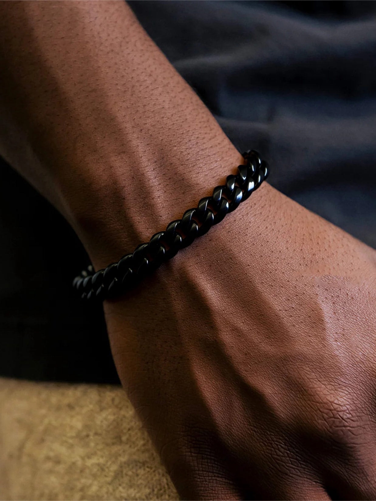 ChainsProMax, Black Stainless Steel Mens Bracelet, Chunky Curb