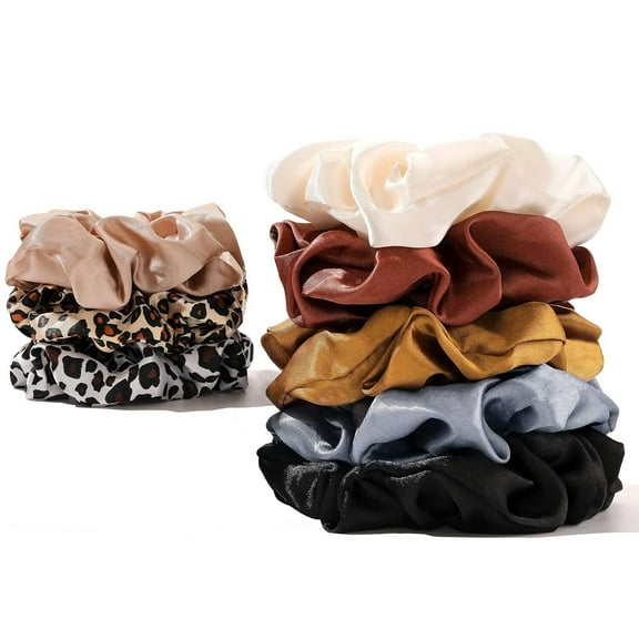 RUseeN Black Scrunchies for Women 4.7 Inches Scrunchie Satin Silk Thick Elastic Hair Ties Jumbo Hair Scrunchies