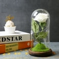 thumbnail image 2 of Labymos Artificial Rose Flower with LED Lights Glass Dome on Wood Base Forever Artificial Forever, 2 of 8