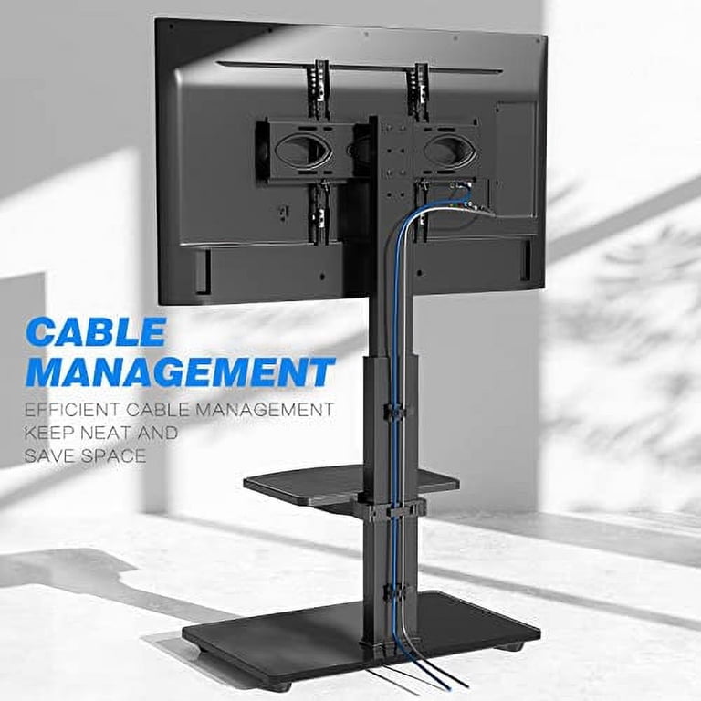 Rfiver Universal Swivel Table Top TV Stand For 37" To 70" TVs - Height Adjustable, Tempered Glass Base, Holds 110 Lbs