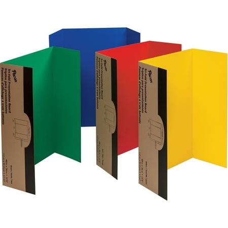 Pacon Tri-Fold Corrugated Display Boards, 4' x 3', Assorted Colors, 4/Carton