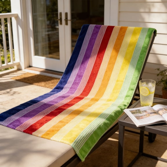 Rainbow Striped Beach Towel Oversized Quick Dry Microfiber Sand Free Towel for Beach Pool Travel Camping Yoga Picnic Bath Swim Packable Lightweight Summer Towel for Summer Vacation Beach Bag