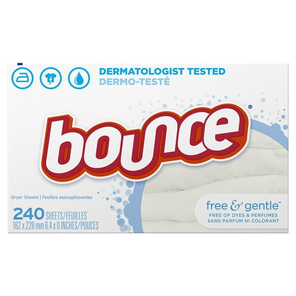 Bounce Fabric Softener Sheets, Free and Gentle, 240 Count, 1 Pack, White