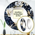 thumbnail image 3 of Designart "Midnight Indigo Bloom I" Botanical Round Mirror Wall Decor Bohemian - Large Blue Round Bathroom Mirror - Round Mirror - 23" x 23", 3 of 6