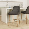 thumbnail image 2 of African Artifacts Modern, Contemporary Velvet Upholstered Counter Stool with Polished Gold Metal Legs, Set of 2, 23" W x 21" D x 40" H, Ideal for Bar and Pub Height Tables, 2 of 6