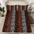 thumbnail image 2 of Homewish Cheetah Leopard Print Twin Sheet Sets, Brown Grey Fashion Stripes Twin Fitted Sheet, Teens Adult men Women Flat Sheet, Luxury Bedroom Decor, 3 Pieces, 2 of 7