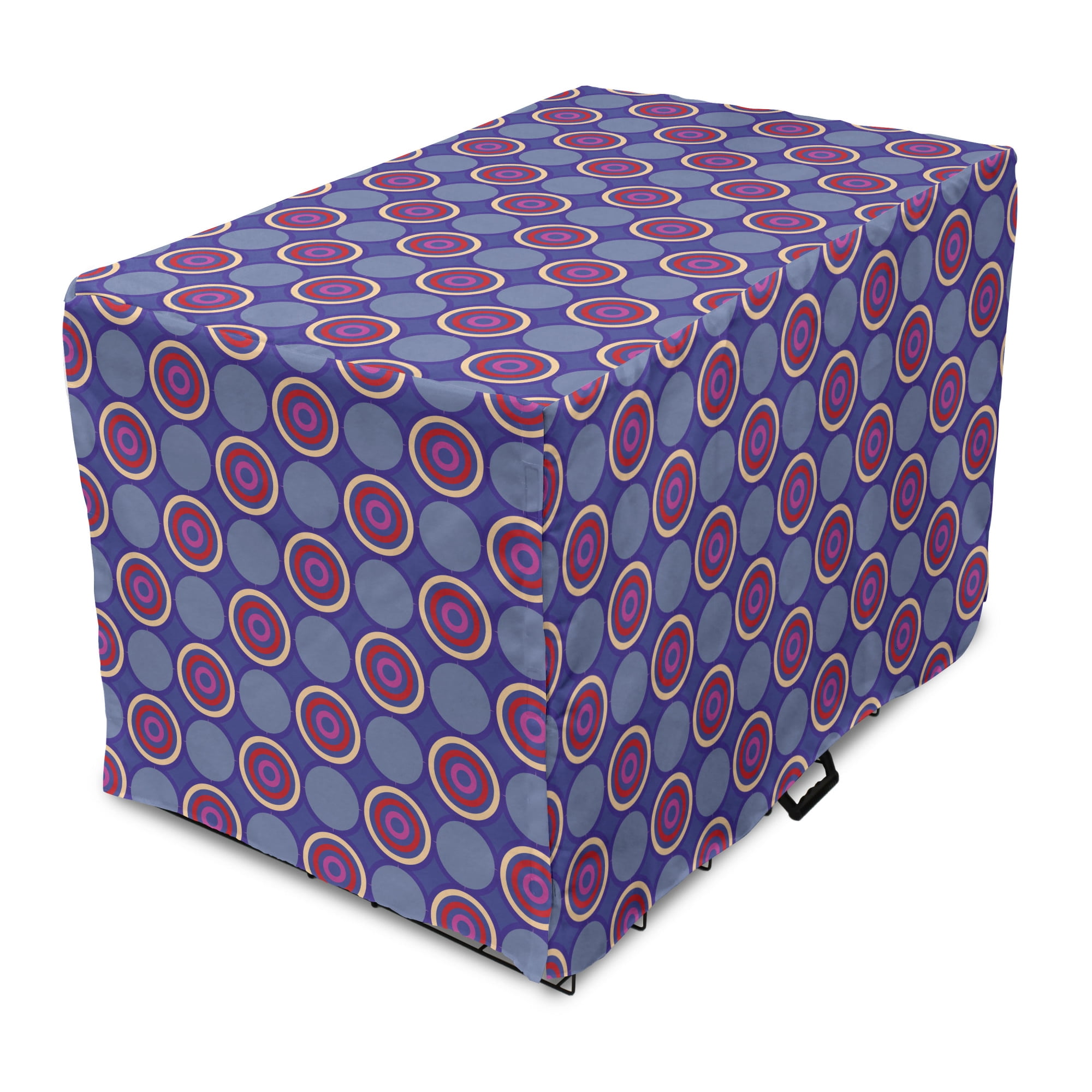 Geometric Dog Crate Cover, Retro Inspired Symmetric Pattern with