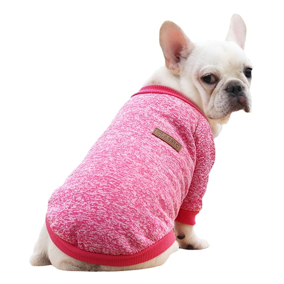 TELOLY 1Pcs Dog Sweater,Polyester Dog Dresses,Dog Sweatshirt,Rose Red,Xs