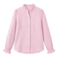 thumbnail image 2 of ClodeEU Women's Ruffle Collar Long Sleeve Button Down Shirt,Elegant Solid Dress Blouse Casual Top ,Women's Plus L, 2 of 4