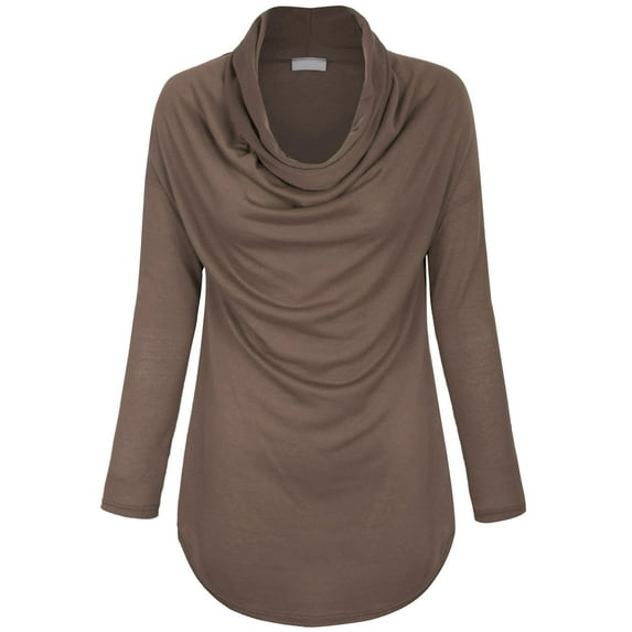 Long Sleeve Cowl Neck Drape Dolman Tunic Top