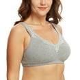 thumbnail image 5 of Exerin Plus Size Bras Women's Comfort Cotton Non-Padded Wirefree Lace Floral Everyday Bra(38DD,Grey), 5 of 6