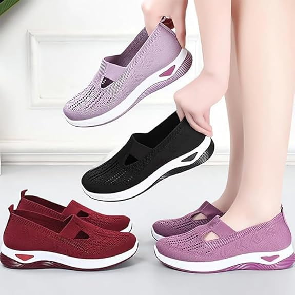 Willtoo 2025 Orthopedic Shoes for Women, Women Wide Width Breathable Walking Comfortable Slip on Sneakers, Non Slip Food Service Lightweight Sneaker, Nurse Shoes Arch Support Sneakers Purple