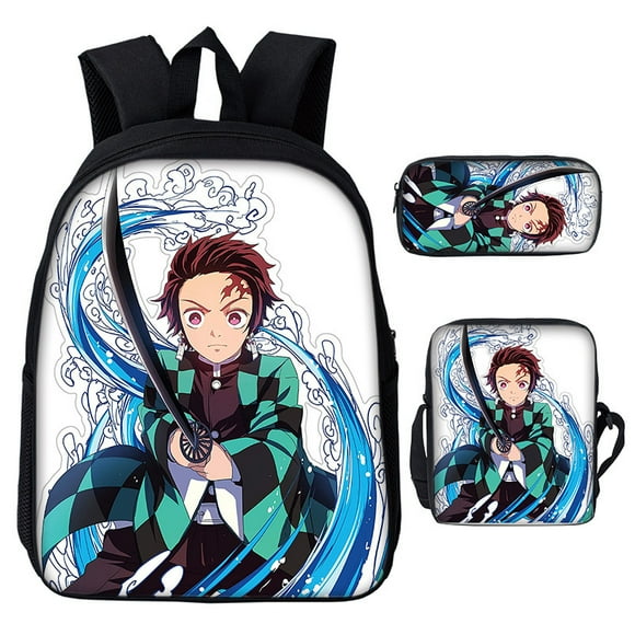 3D Demon Slayer Backpack Cartoon Backpack Three-Piece Printing