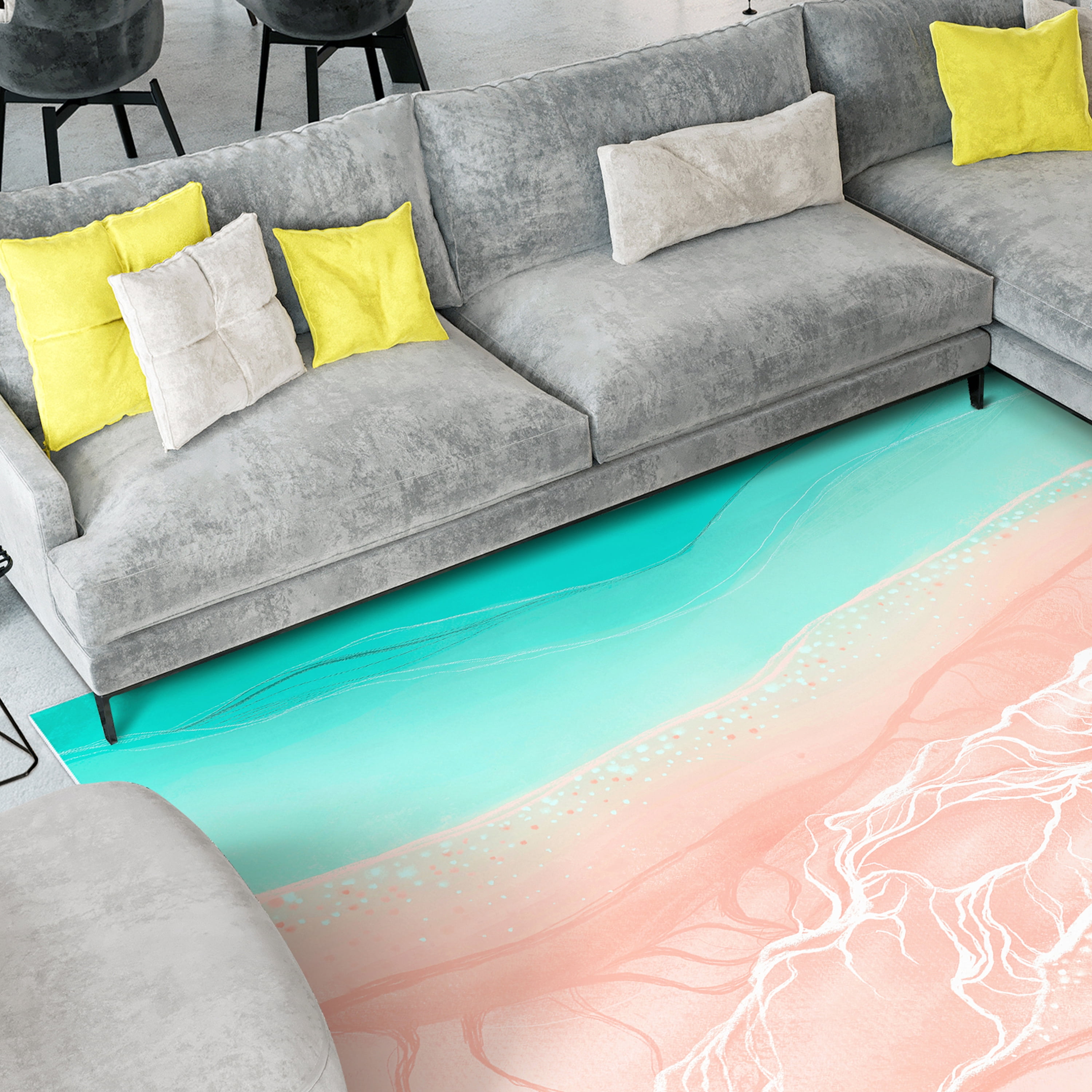 Ethereal Shore Washable Art Area Rug size 8'x10', Power-loomed, Heavenly Softness with Non-Slipping Backing