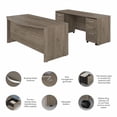 thumbnail image 3 of Studio C 72W Desk Set with File Cabinets in Modern Hickory - Engineered Wood, 3 of 5