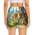 thumbnail image 2 of Lsque Cute Mushroom Town A Printed Women's Running Shorts with Liner Pockets,Elastic Quick Dry Workout Athletic Gym Yoga Shorts,Womens High Waist Shorts-Small, 2 of 9