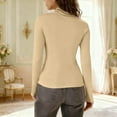 thumbnail image 5 of TKLPEHG Long Sleeve Fitted Tops for Women Turtleneck Stretch Slim Basic Underwear Solid Color Ladies Tops Soft Crew Neck Spring Lightweight Shirt (Beige,XL), 5 of 9