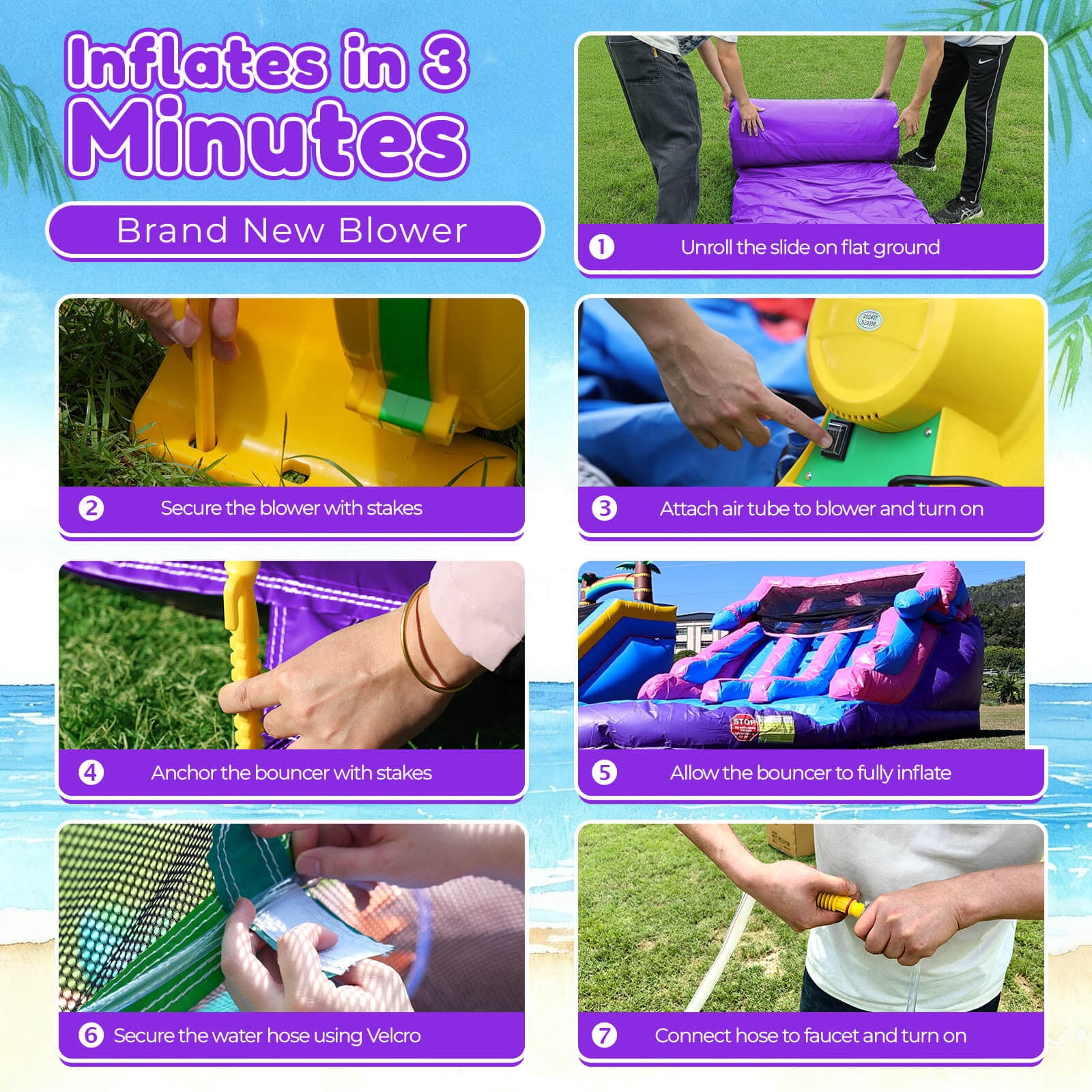 OFFMUST 21FT(L) Commercial Inflatable Water Slide for Adults Kids, Dual Lane with Big Splash Pool Blower Included
