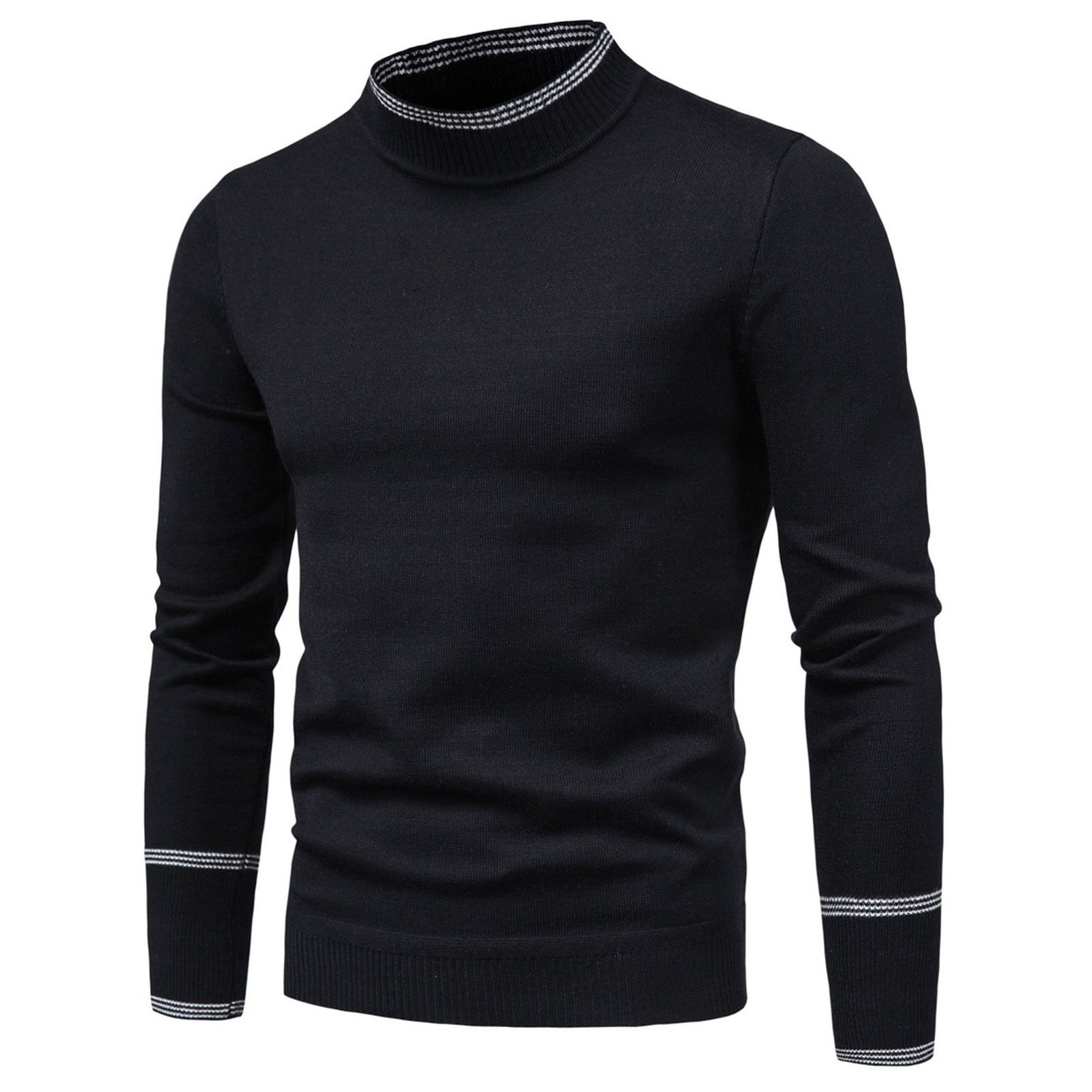 Top Sweater Pullover Half Knitted Solid Turtleneck Men's Pullover ...