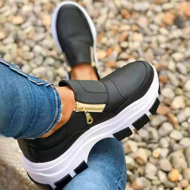 Buy Black Side Zipper Breathable Casual Sneakers, Look Stylish