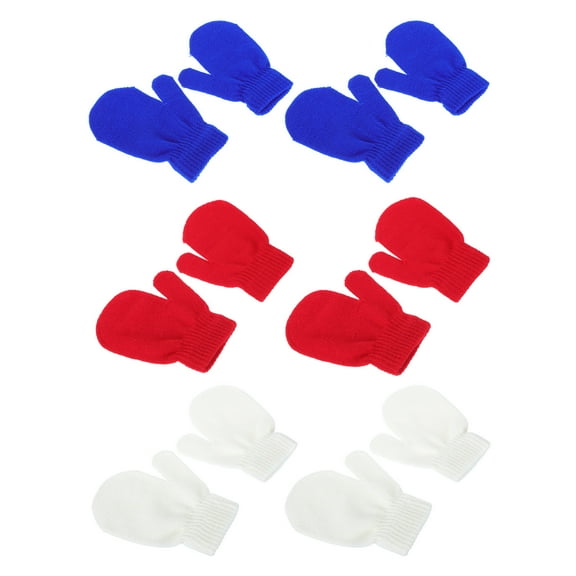 LEORX 12Pcs Mittens for Baby Boy Winter Style Full Finger Coverage Acrylic Yarn White