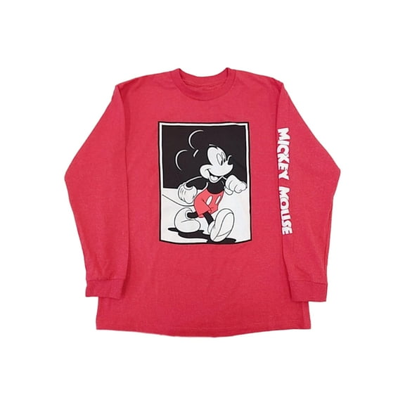Disney Boys Red Mickey Mouse Long Sleeve Shirt T-Shirt Small