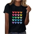 thumbnail image 1 of Diufon Hauts de la Saint-Valentin pour Femmes Décontracté Manches Courtes Col Rond Chandail Chemise Imprimé Graphique Mignon Tendance, 1 of 5