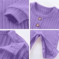 thumbnail image 5 of Nilvkv Newborn Onesies, Newborn Sleepers, Toddler Ribbed Round Neck Long Sleeve Romper Soft Cotton Lightweight Breathable Spring Summer One-Piece Purple 12-18 Months, 5 of 7