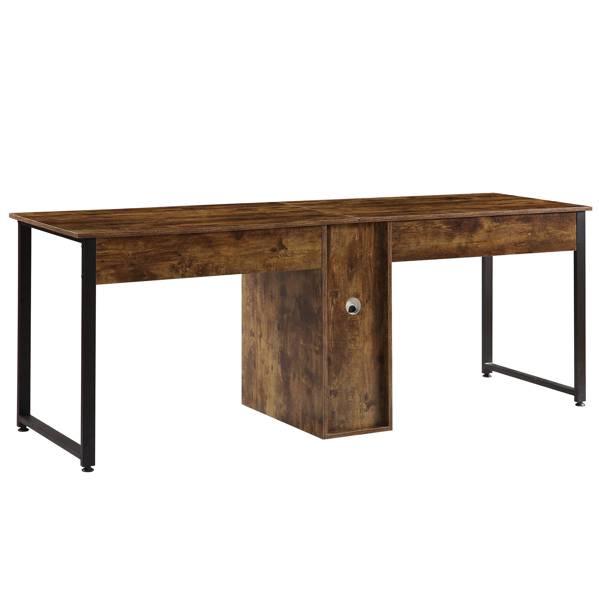 2Person Desk for Living Room, Writting Desk with Open Shelf for Study