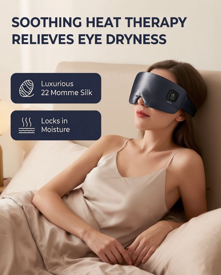 FACEMOON Rechargeable Cordless Heated Eye Mask Silk Comfort for Tired Eyes Moist Heat Warm Compress Washable Sleep Aid Gray