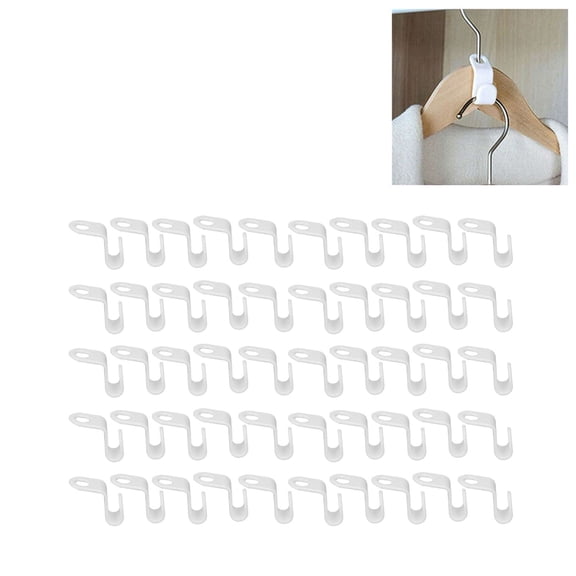 Mgaxyff 50Pcs Clothes Hanger Hook, Hanger Connector Hook White