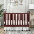 thumbnail image 4 of Baby Convertible Crib 3 In 1, Converts from Baby Crib to Toddler Bed, New Zealand Pinewood Baby Bed with Locking Wheels and Teething Rail, Crib with 4 Height Adjustment and Non Toxic Finish, Cherry, 4 of 9