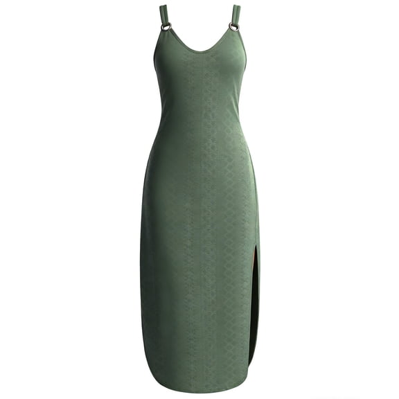 Ashirexll Midi Dresses for Women, Casual Dresses for Women, Classic Solid Color Round Neck Sleeveless Loose Nightgown