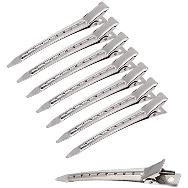 24 piezas de pinzas para el cabello, pinzas para el cabello, pinzas para el cabello de cocodrilo, pasador de cocodrilo de metal, hebillas de cocodrilo, pinzas para seccionamiento de rizos con agujero TUNC Sencillez