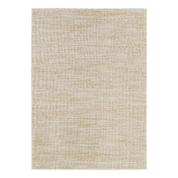 Pemberly Row Contemporary 5' x 7' Ivory Gold Fabric Area Rug