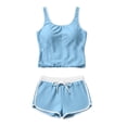 thumbnail image 3 of qucoqpe Tankini Swimsuits for Women Solid Color Two Piece Modest Bathing Suits Summer Sporty Blouson Swimwear with Boyshorts, 3 of 6