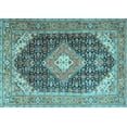 thumbnail image 1 of Ahgly Company Indoor Rectangle Medallion Light Blue Traditional Area Rugs, 8' x 10', 1 of 4
