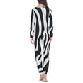thumbnail image 3 of Renewold Women Nightwear Long Sleeve Shirt Pants Pajama Set White Zebra Stripes Print Sleepwear Pjs Holiday Home Party Clothes Size 5XL, 3 of 5