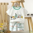 thumbnail image 2 of Xudanell Clothing Sets for Toddler Vacation Clothes Set Boys Short Sleeve Letter Prints Tops Shorts Kids Outfits, 2 of 3